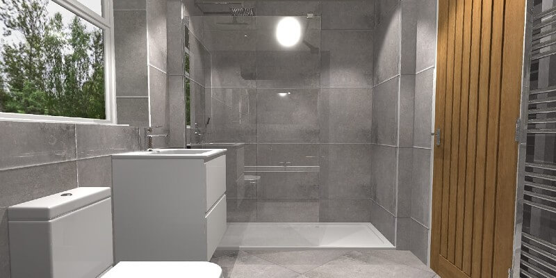 Grey Bathroom Walk-In Shower