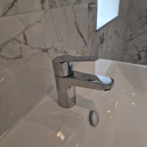 silver sleek tap in wetroom