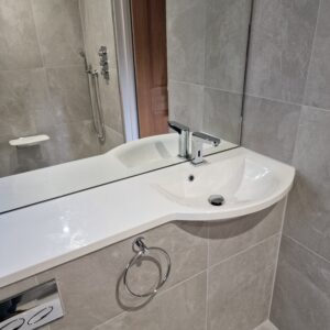 new sink in refurbed bathroom