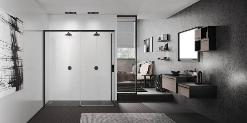 Sleek Black Shower