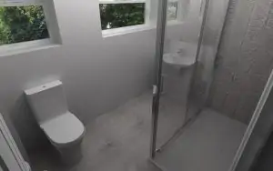 Bathroom Designed With Grey Features